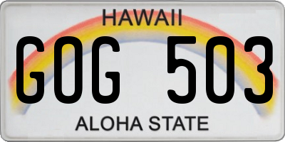 HI license plate GOG503