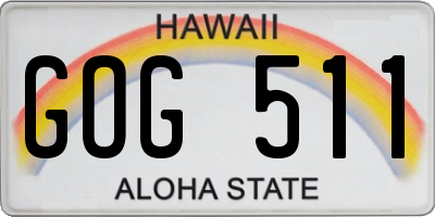 HI license plate GOG511