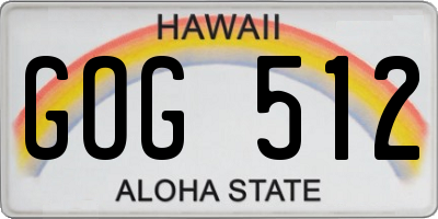 HI license plate GOG512