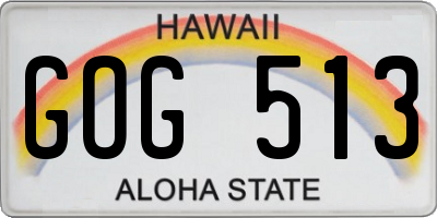 HI license plate GOG513