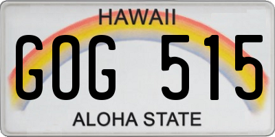 HI license plate GOG515