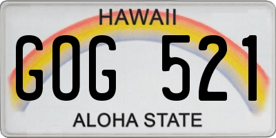 HI license plate GOG521