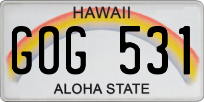 HI license plate GOG531