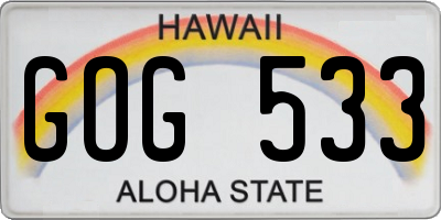 HI license plate GOG533