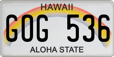 HI license plate GOG536