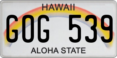 HI license plate GOG539