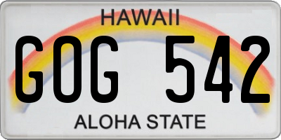 HI license plate GOG542