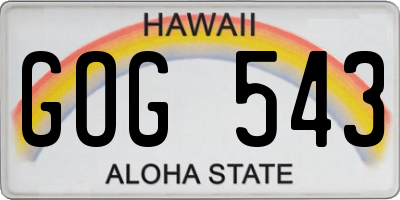 HI license plate GOG543
