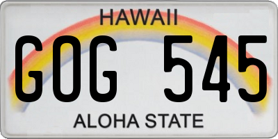 HI license plate GOG545
