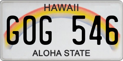 HI license plate GOG546
