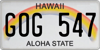 HI license plate GOG547