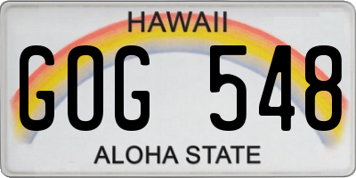 HI license plate GOG548