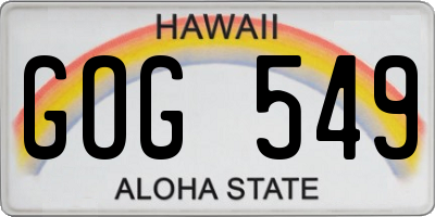 HI license plate GOG549
