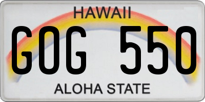 HI license plate GOG550
