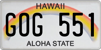 HI license plate GOG551