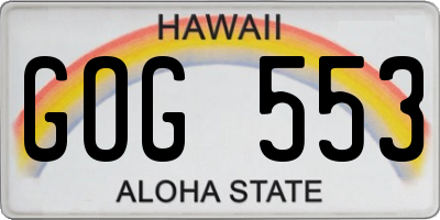 HI license plate GOG553