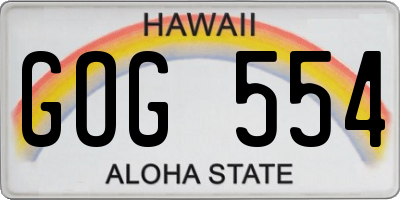 HI license plate GOG554