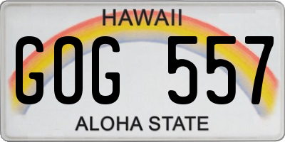 HI license plate GOG557