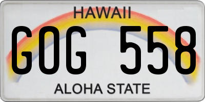 HI license plate GOG558
