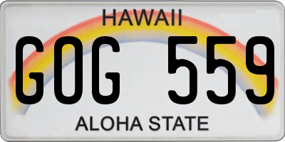 HI license plate GOG559