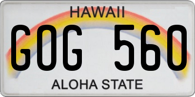 HI license plate GOG560