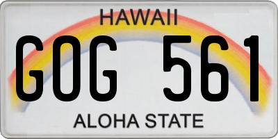 HI license plate GOG561