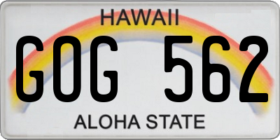 HI license plate GOG562