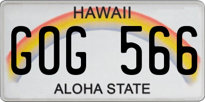 HI license plate GOG566
