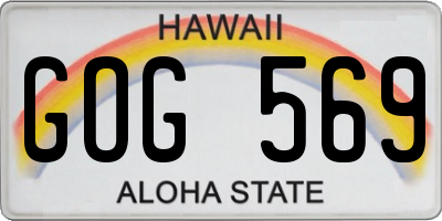 HI license plate GOG569