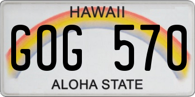 HI license plate GOG570