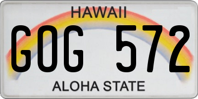 HI license plate GOG572