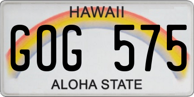 HI license plate GOG575