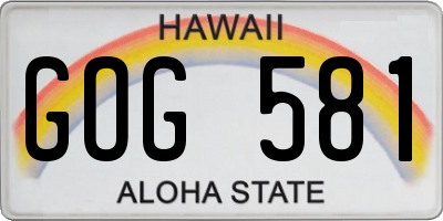 HI license plate GOG581