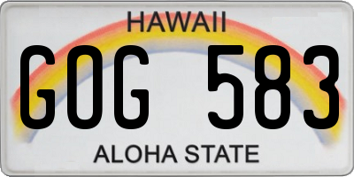 HI license plate GOG583
