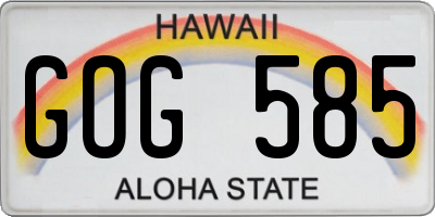 HI license plate GOG585
