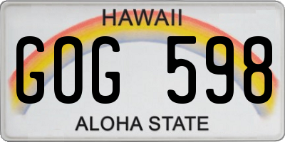HI license plate GOG598