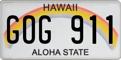 HI license plate GOG911
