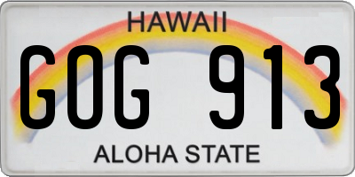 HI license plate GOG913