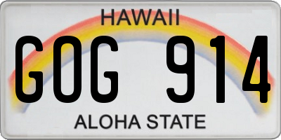 HI license plate GOG914