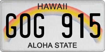 HI license plate GOG915