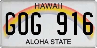 HI license plate GOG916
