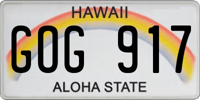 HI license plate GOG917