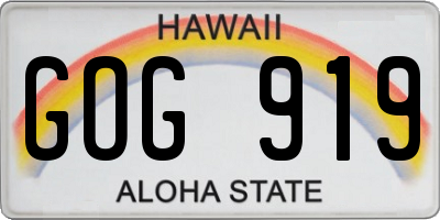 HI license plate GOG919