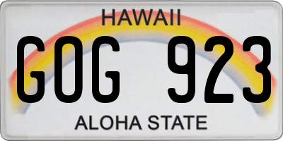 HI license plate GOG923