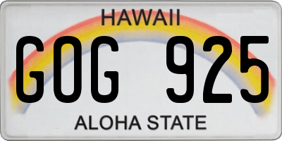 HI license plate GOG925