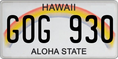 HI license plate GOG930