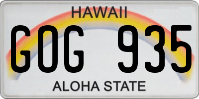 HI license plate GOG935