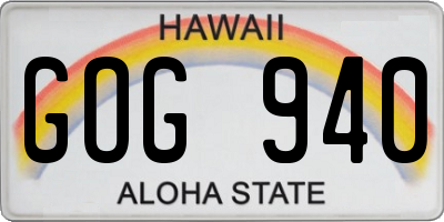 HI license plate GOG940