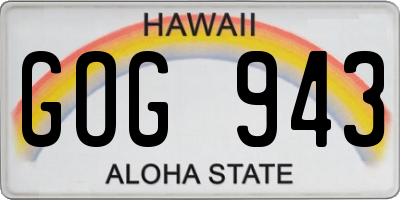 HI license plate GOG943
