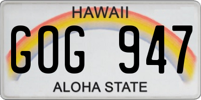 HI license plate GOG947